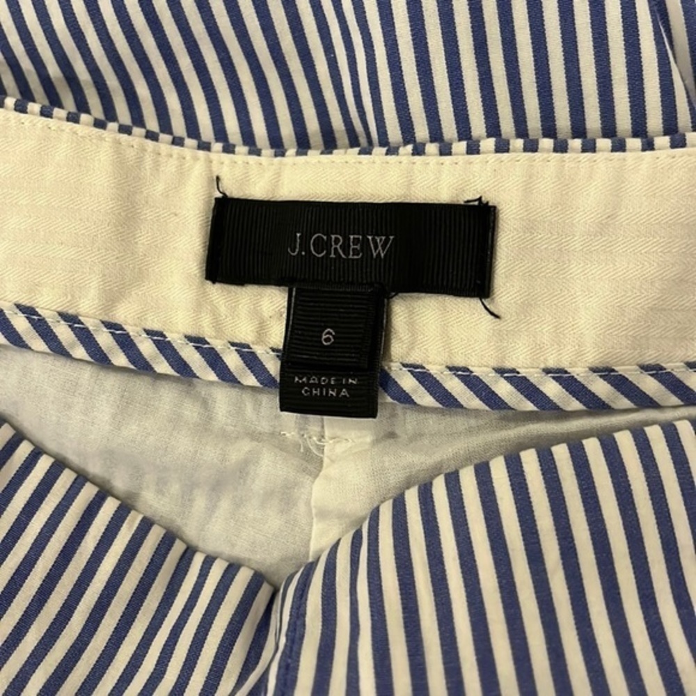 J. Crew Seersucker blue stripe cropped wide leg pants Sz 6 - Picture 6 of 10